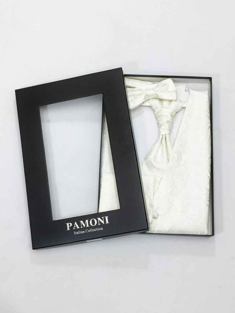 Cream Paisley Waistcoat & Cravat Set-0