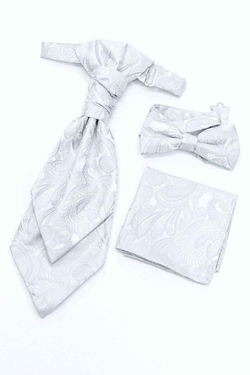 Silver Paisley Waistcoat & Cravat Set-2