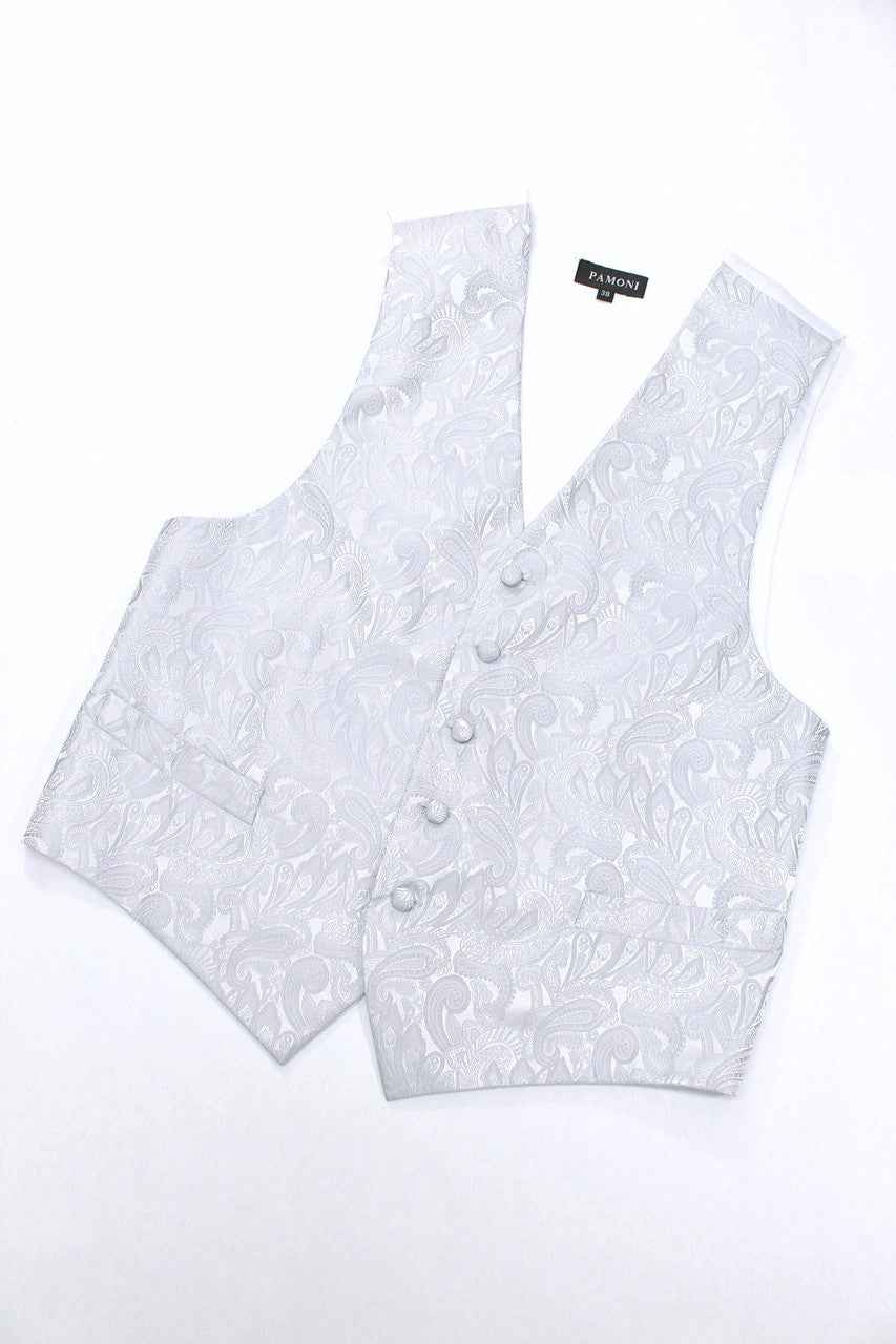 Silver Paisley Waistcoat & Cravat Set-1