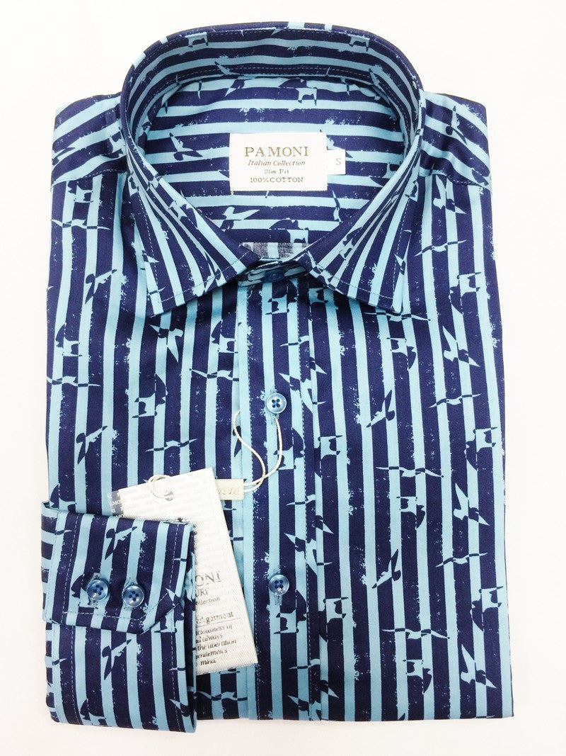 Striped Bird Motif Shirt-0