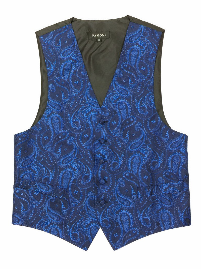 Navy Paisley Waistcoat & Cravat Set-3