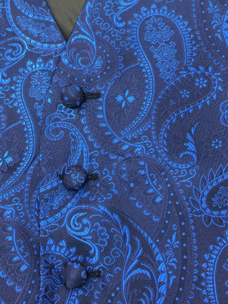 Navy Paisley Waistcoat & Cravat Set-1