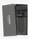 Plain Black Tie & Bow Tie Set-0