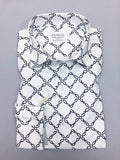 White Chain Pattern Slim Fit Shirt-0
