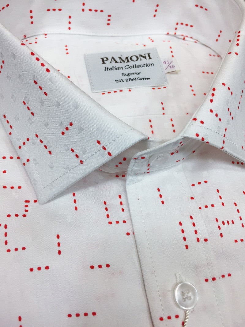 Red Dotted Print Slim Fit Shirt-1