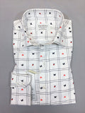 White Check Print Slim Fit Shirt-0
