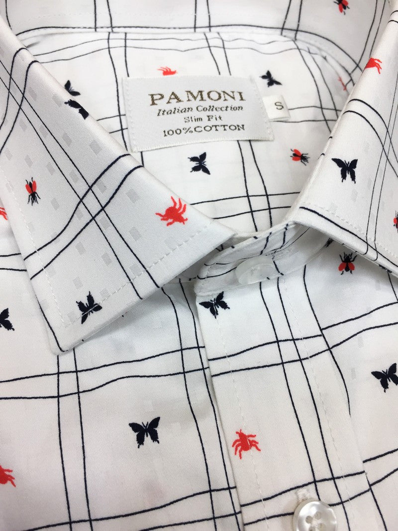 White Check Print Slim Fit Shirt-1