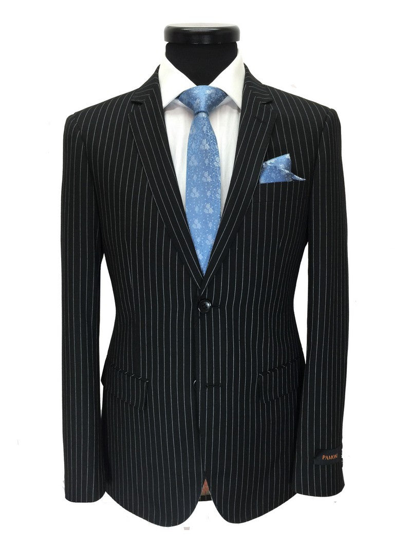 Black Pinstripe 2-button Suit-0