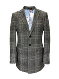 Grey Dogtooth Check Slim Fit Coat-0