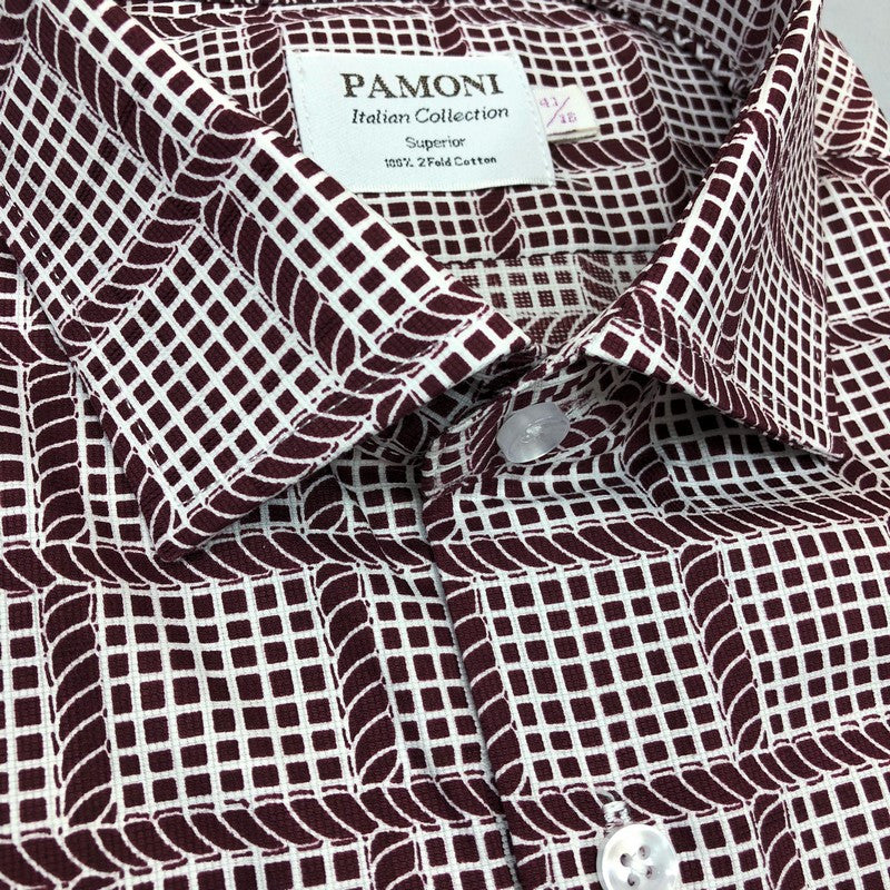 Burgundy Check Slim Fit Shirt-1