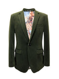 Green Velvet Slim Fit Blazer-0