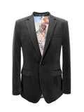 Grey Velvet Slim Fit Blazer-0