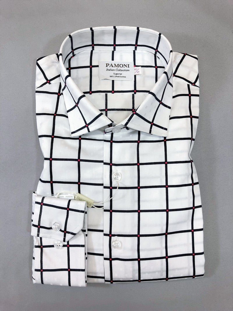 White Black Check Slim Fit Shirt-0
