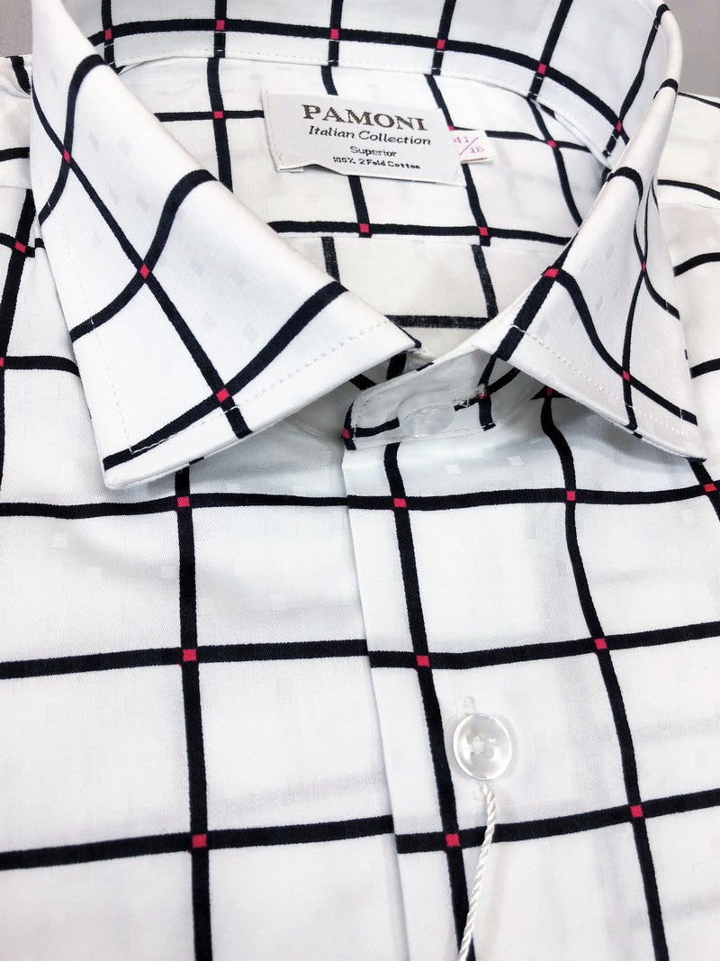 White Black Check Slim Fit Shirt-1