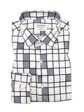 White Grey Pattern Check Slim Fit Shirt-0