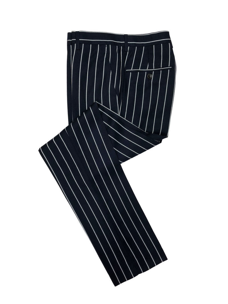 Navy Bold Stripe 2-button 3-piece Suit-2