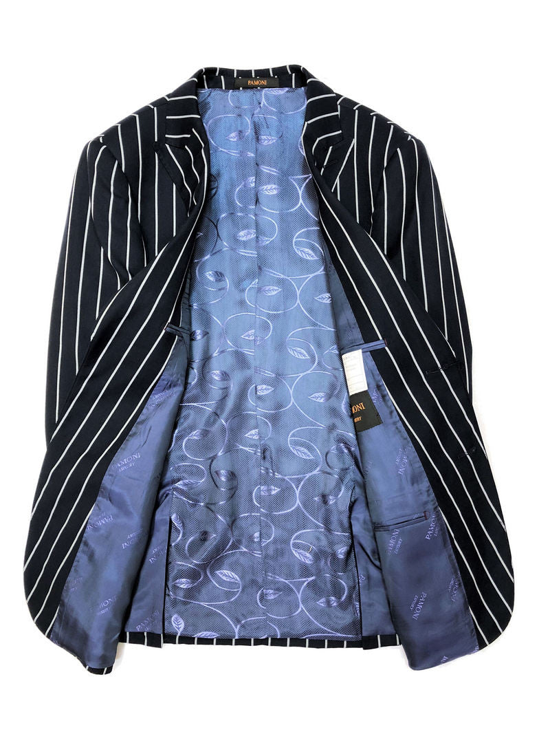 Navy Bold Stripe 2-button 3-piece Suit-4