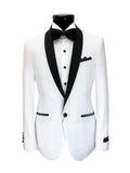 White Black Lapel Slim Fit Dinner Suit-0