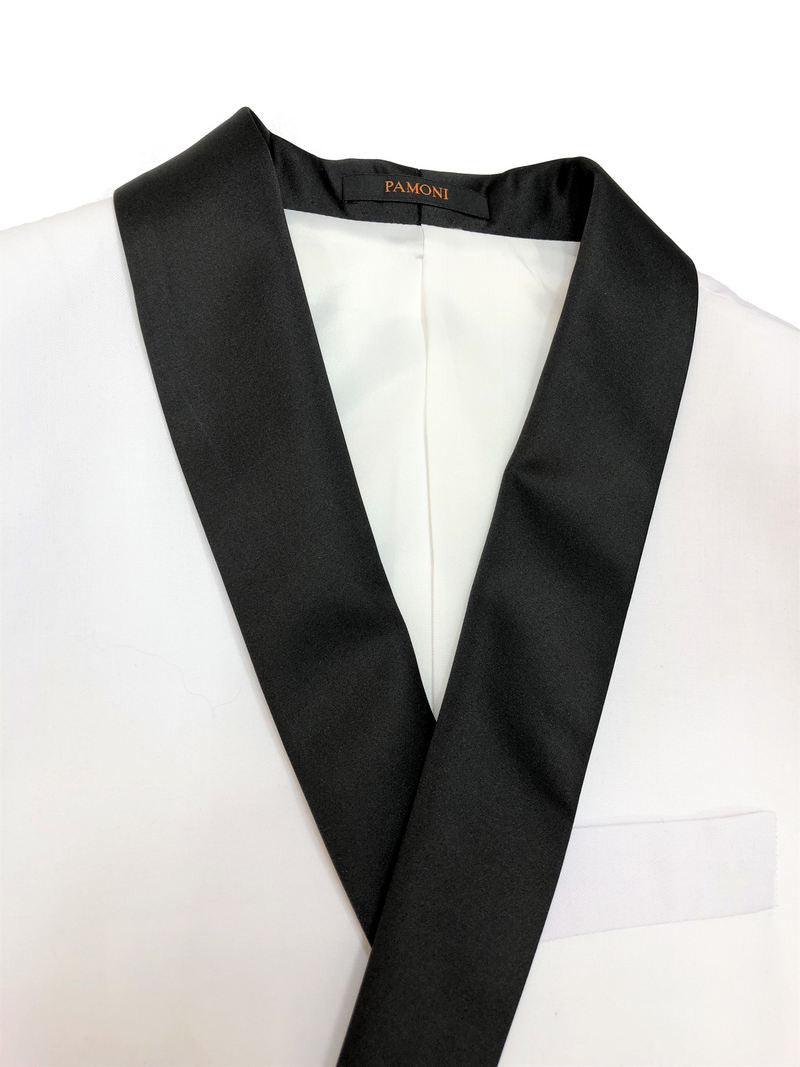 White Black Lapel Slim Fit Dinner Suit-1