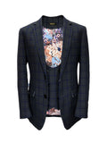 Grey W/ Blue Check Tweed Blazer W/ Matching Waistcoat-0