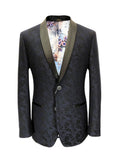 Navy Jacquard Brocade Dinner Jacket-0