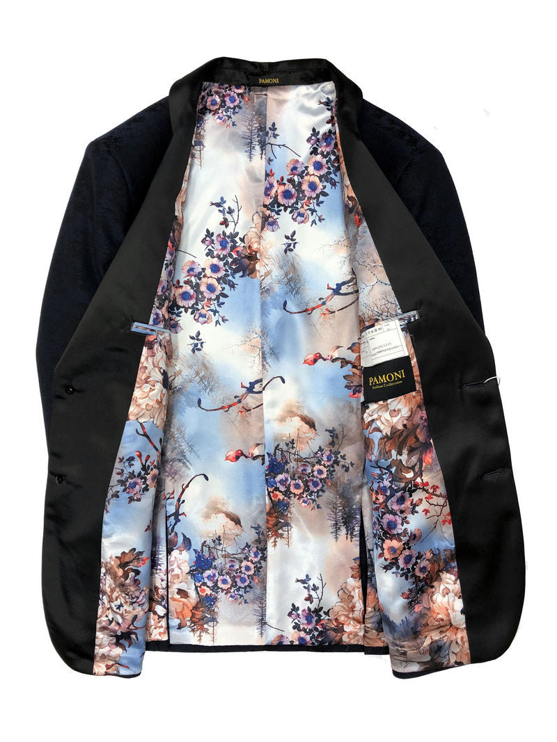 Navy Jacquard Brocade Dinner Jacket-1