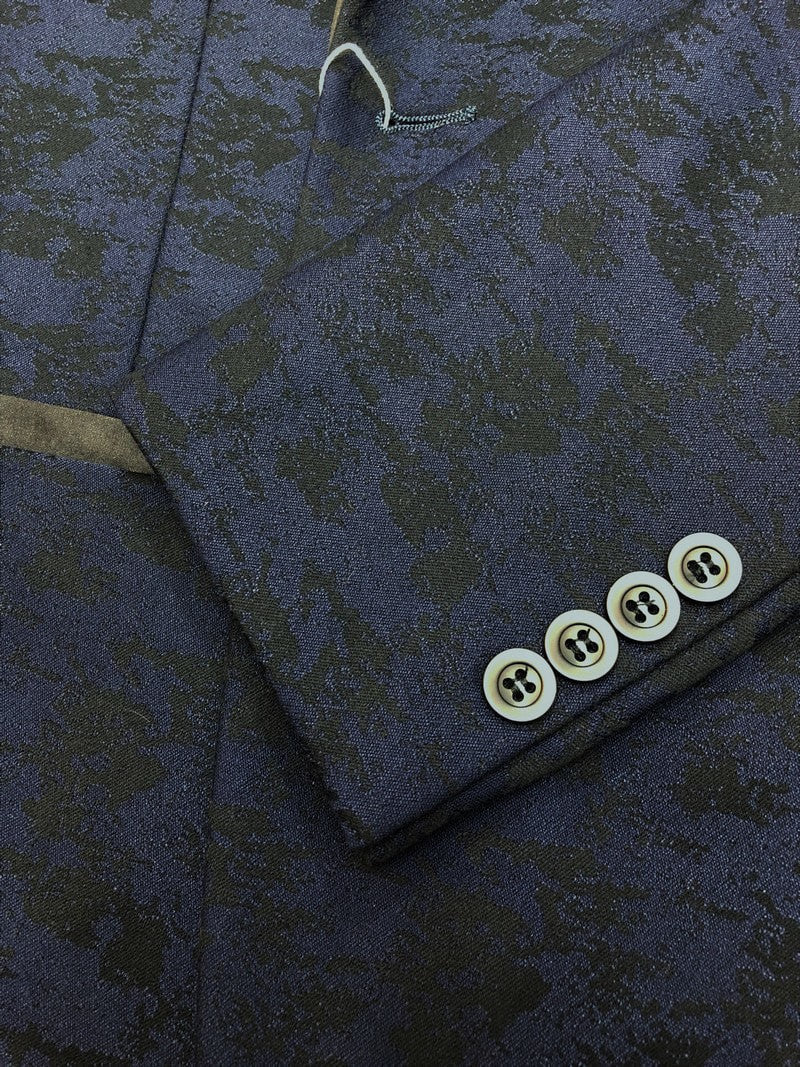Navy Jacquard Brocade Dinner Jacket-3