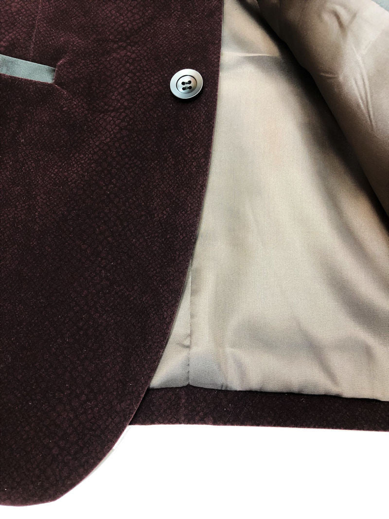 Burgundy Snakeskin Effect Velvet Dinner Jacket-1