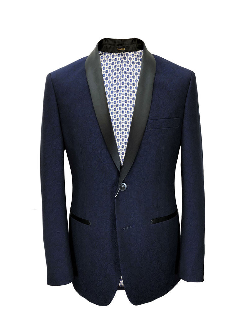 Blue Textured Dinner Jacket-0
