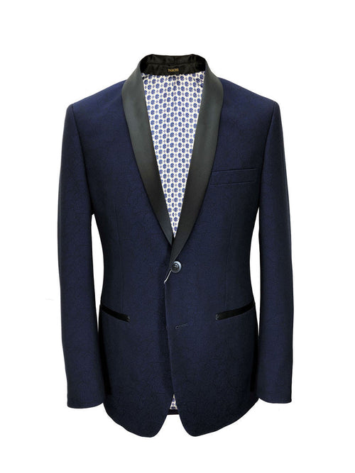 Blue Textured Dinner Jacket-0