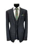 Grey & Green Check 2 Button 3-piece Suit-0