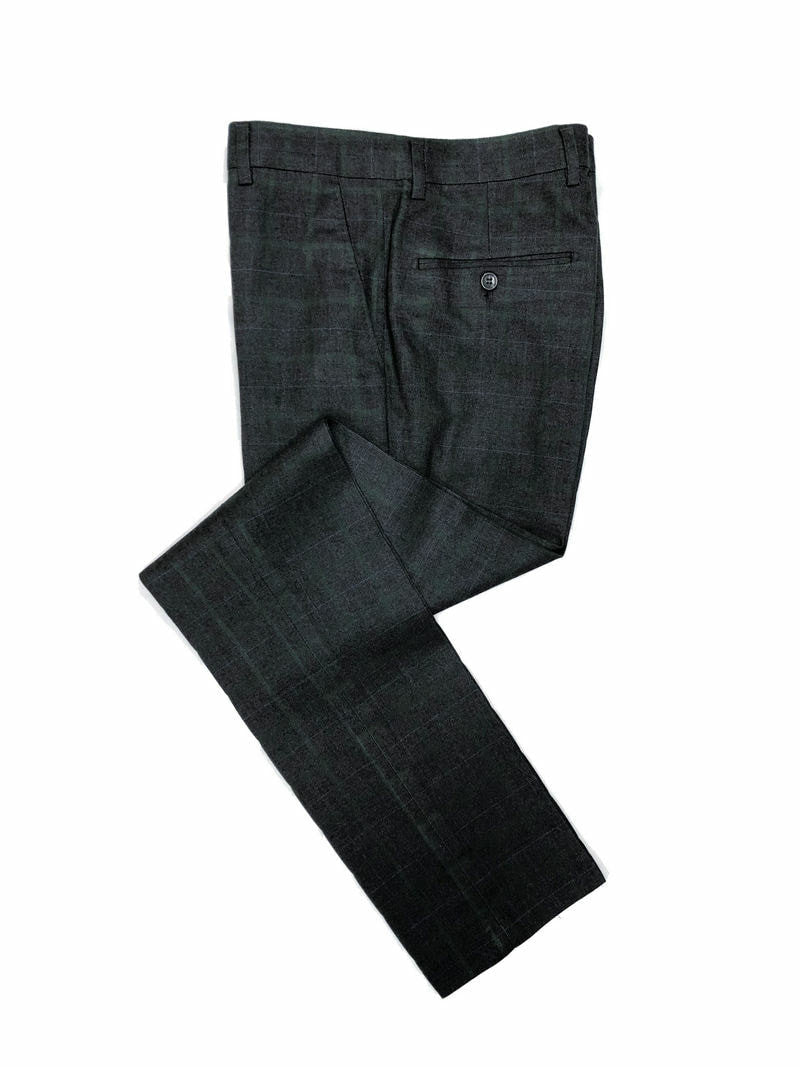 Grey & Green Check 2 Button 3-piece Suit-3