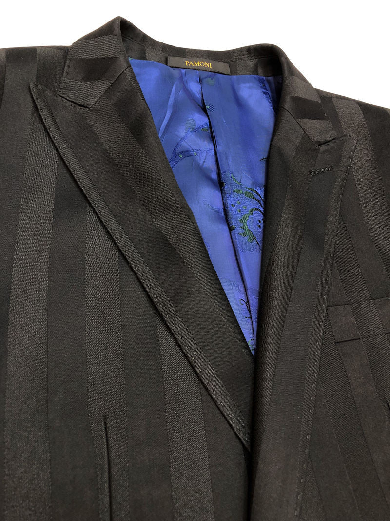 Black Bold Stripe 2-button 3-piece Suit-2
