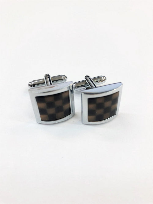 Black & Brown Chequered Cufflinks-0