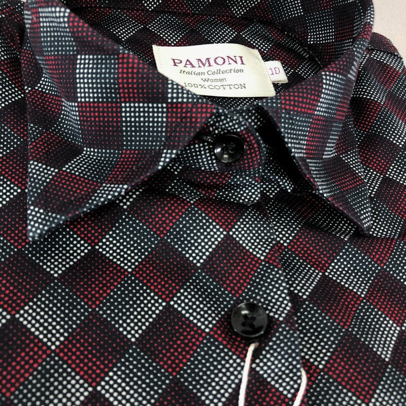 Maroon Halftone Diamond Check Shirt-1