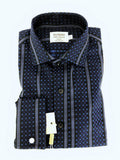 Mesh Motif Check Navy Shirt-0