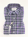 Purple Grey Check Fitted Shirt-0