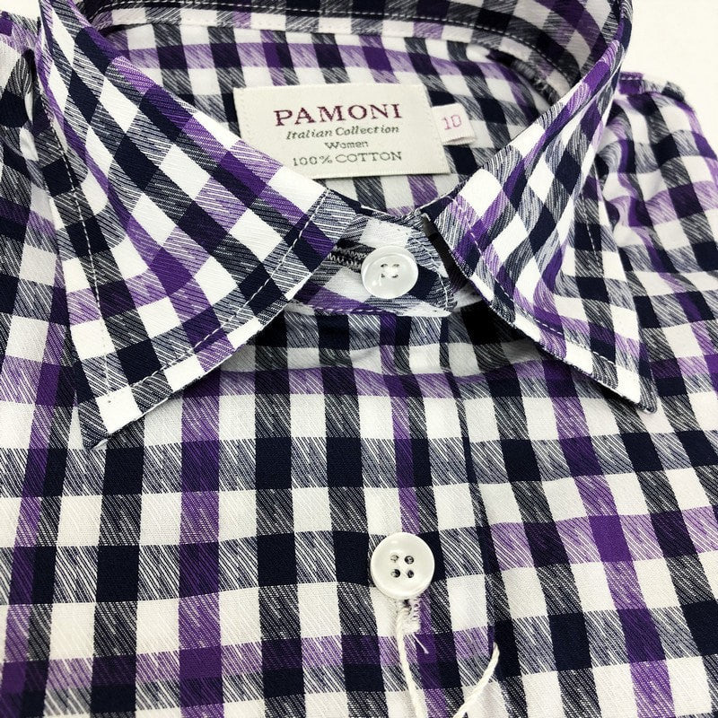 Purple Grey Check Fitted Shirt-1