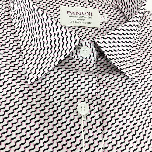 Black/Pink Chevron Embroidery Shirt-1