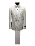 Chevron Champagne Shawl Lapel Suit-0