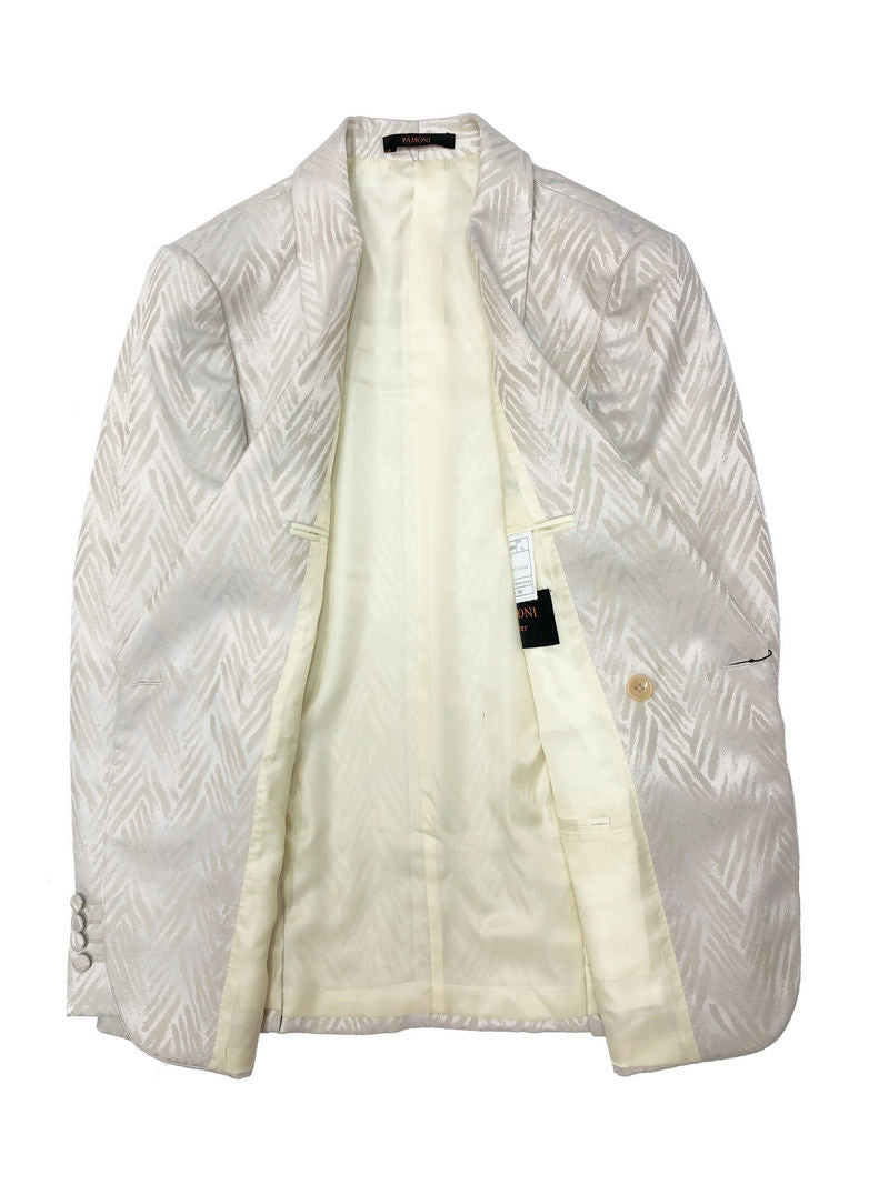 Chevron Champagne Shawl Lapel Suit-3