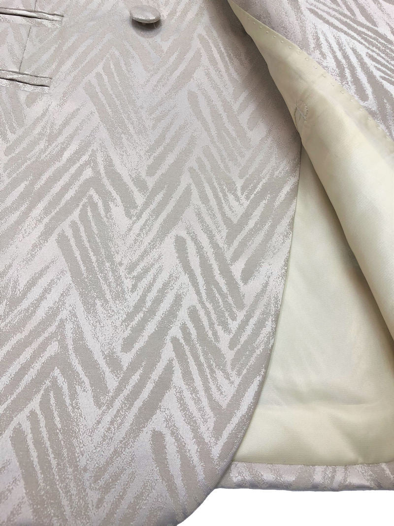 Chevron Champagne Shawl Lapel Suit-1