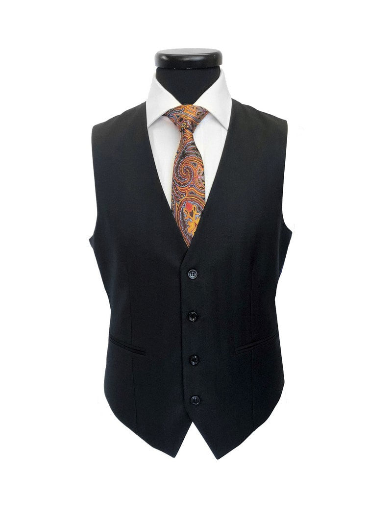 Black Herringbone 2 Button 3-piece Suit-1