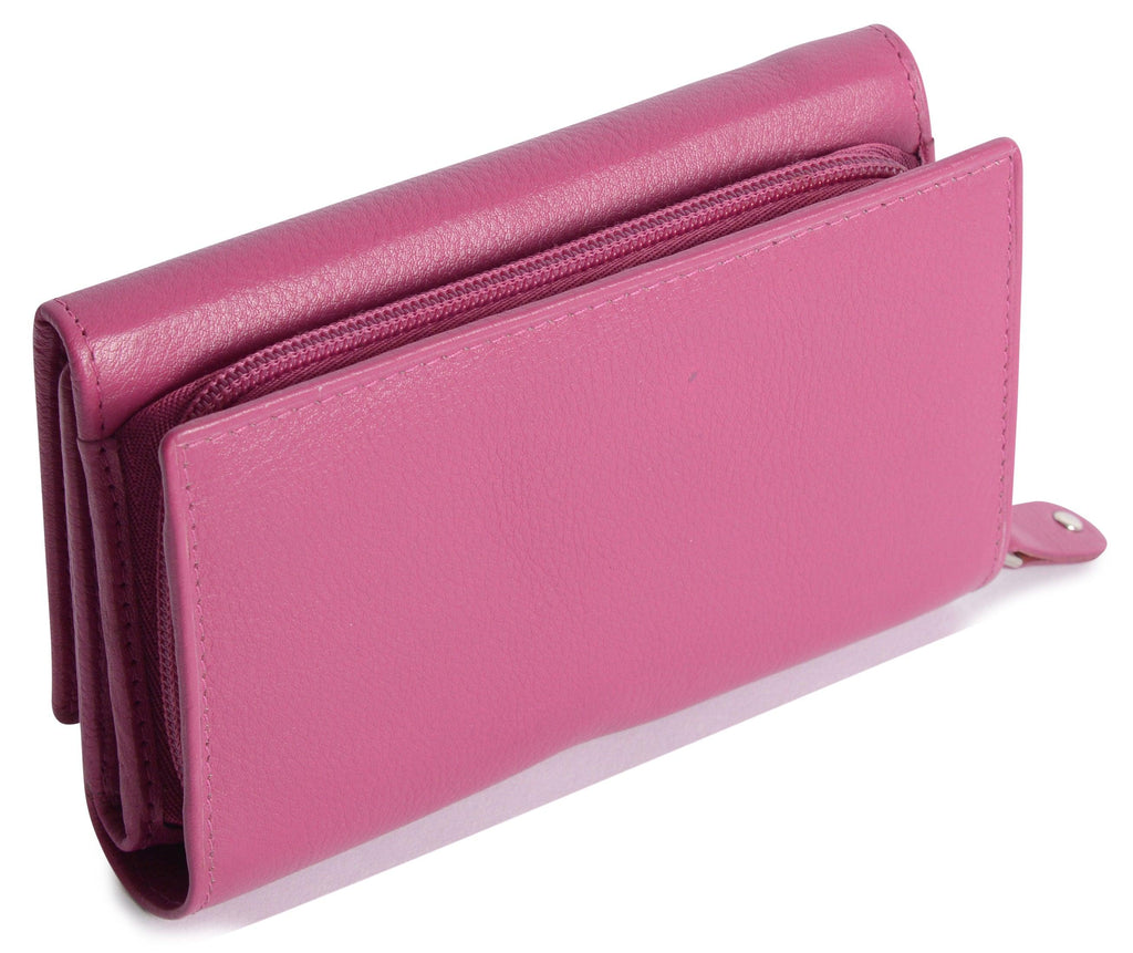 Compact Trifold Leather Purse "Eleanor" – Handmade by Saddler | RFID Protected & Gift Boxed | 10 Card Slots & Rear Zip Coin Pocket
