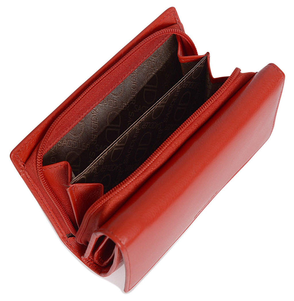 Compact Trifold Leather Purse "Eleanor" – Handmade by Saddler | RFID Protected & Gift Boxed | 10 Card Slots & Rear Zip Coin Pocket