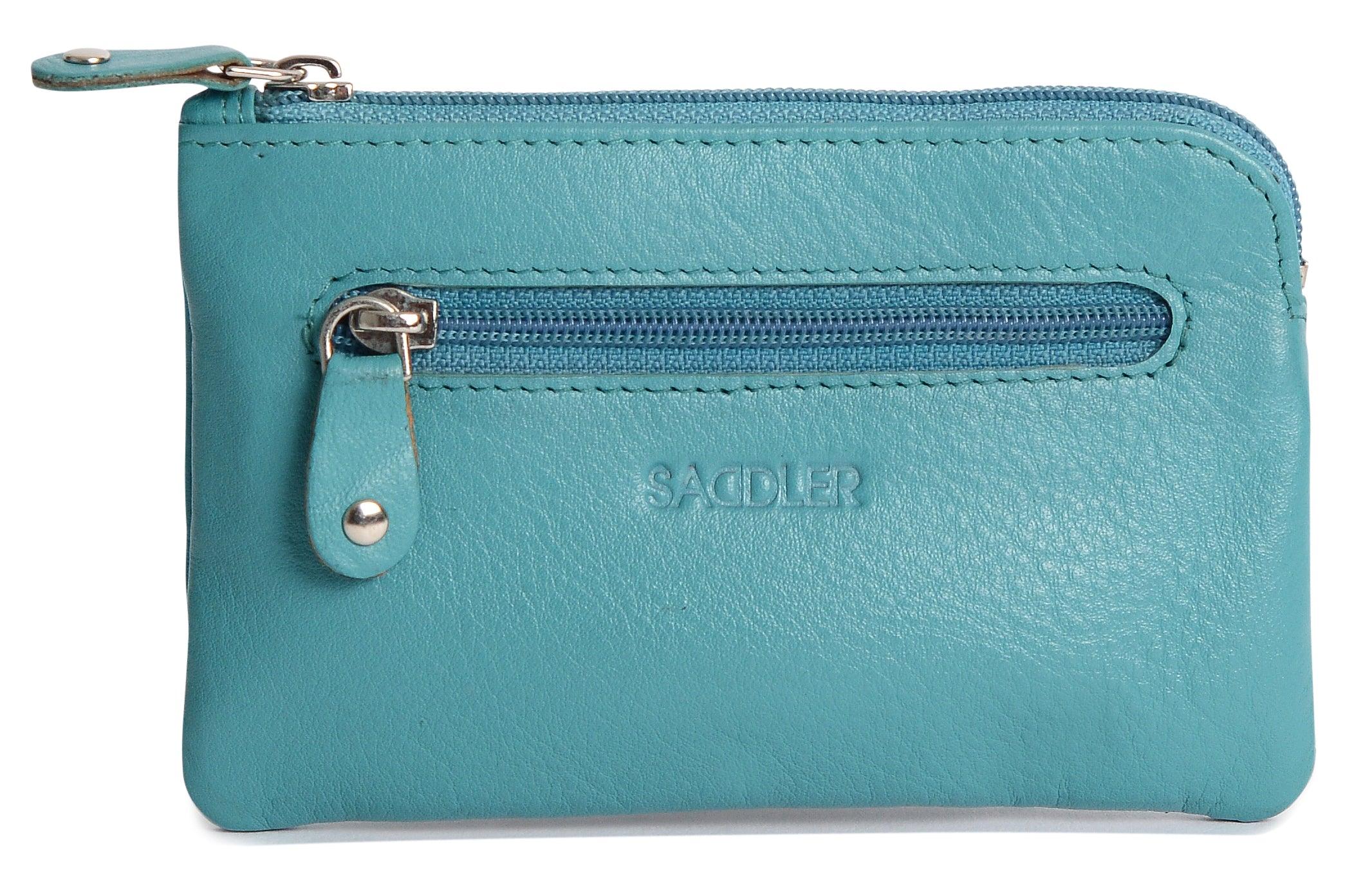 Compact Leather Coin & Card Purse "Ellie" – Handmade by Saddler | RFID Protected & Gift Boxed | With Front Zip Pocket & Key Holder