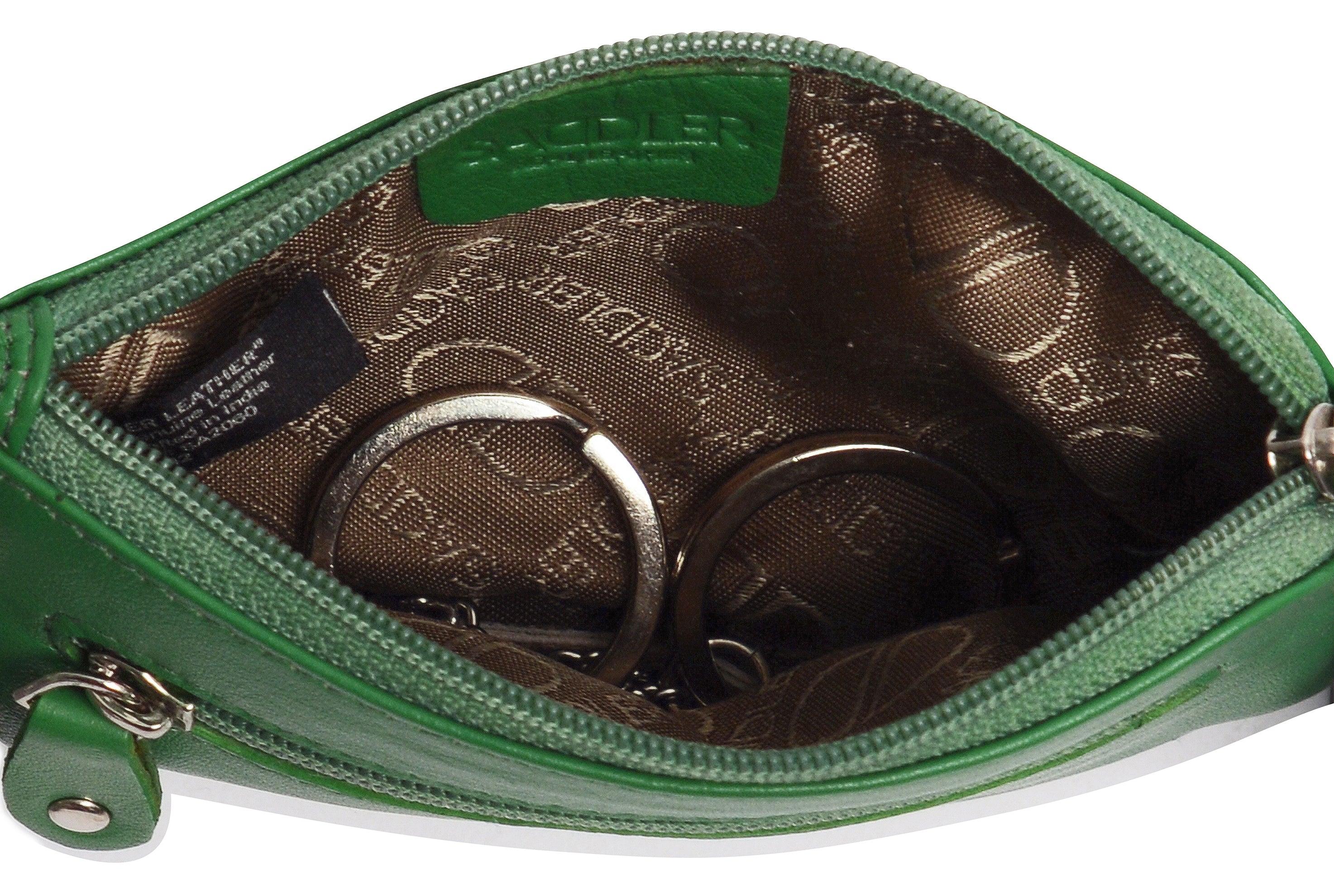 Compact Leather Coin & Card Purse "Ellie" – Handmade by Saddler | RFID Protected & Gift Boxed | With Front Zip Pocket & Key Holder