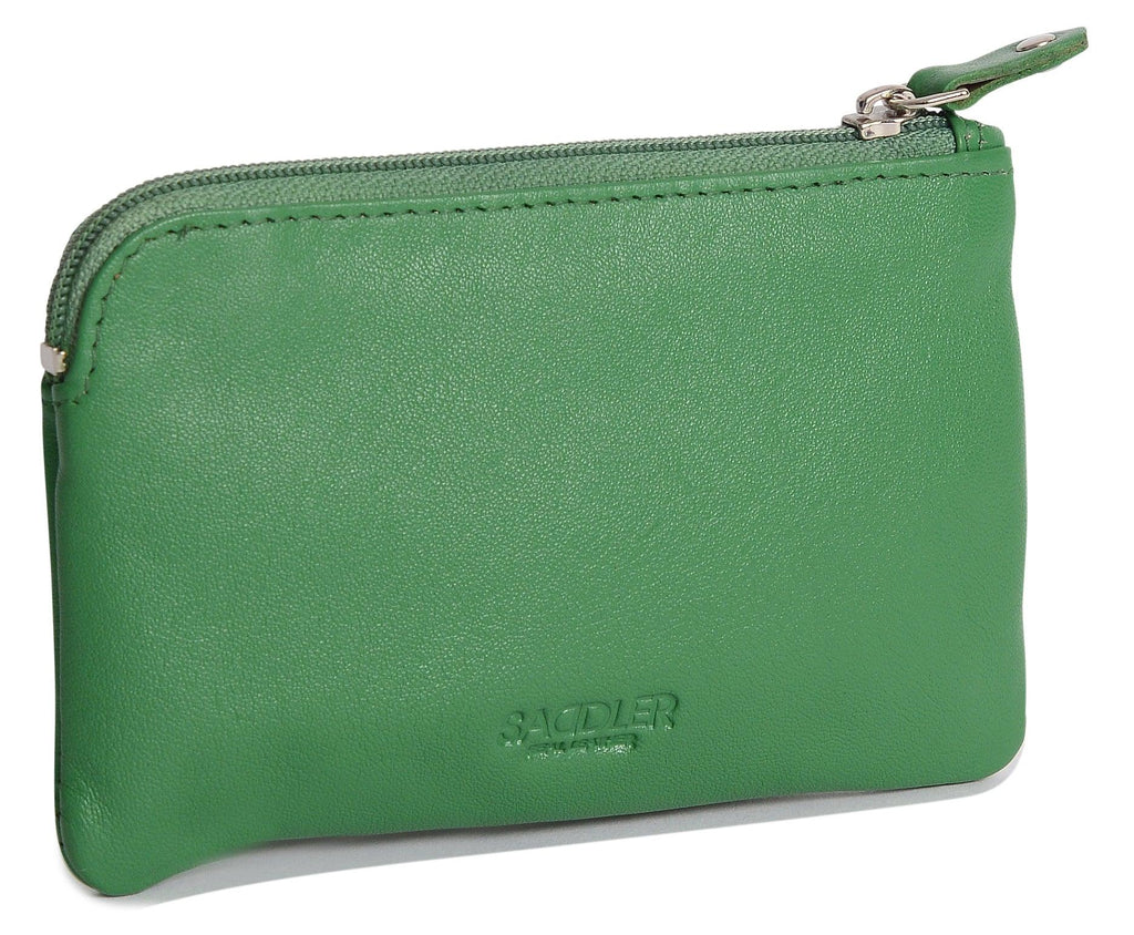 Compact Leather Coin & Card Purse "Ellie" – Handmade by Saddler | RFID Protected & Gift Boxed | With Front Zip Pocket & Key Holder