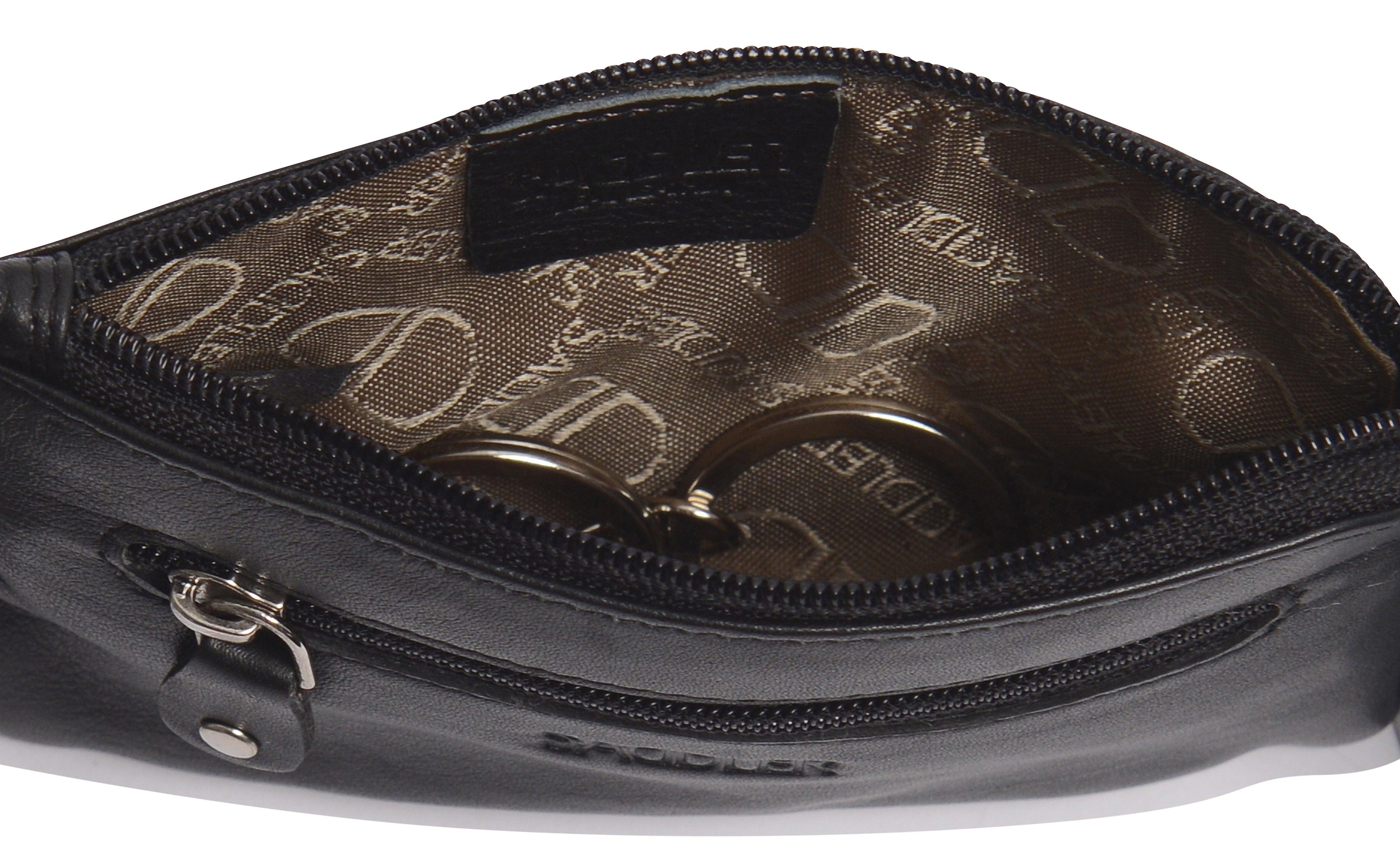 Compact Leather Coin & Card Purse "Ellie" – Handmade by Saddler | RFID Protected & Gift Boxed | With Front Zip Pocket & Key Holder