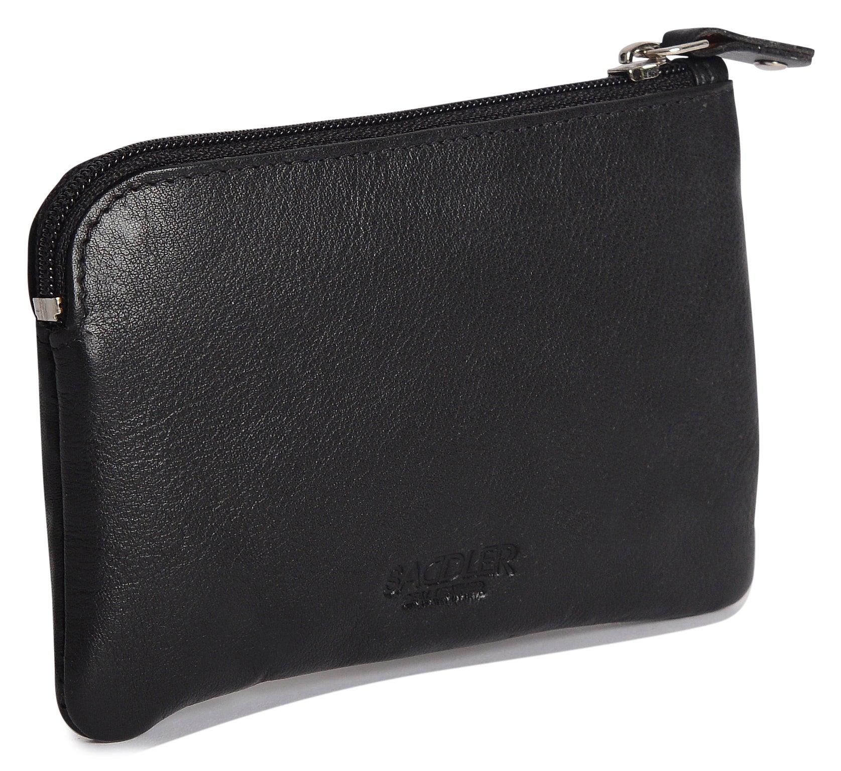 Compact Leather Coin & Card Purse "Ellie" – Handmade by Saddler | RFID Protected & Gift Boxed | With Front Zip Pocket & Key Holder